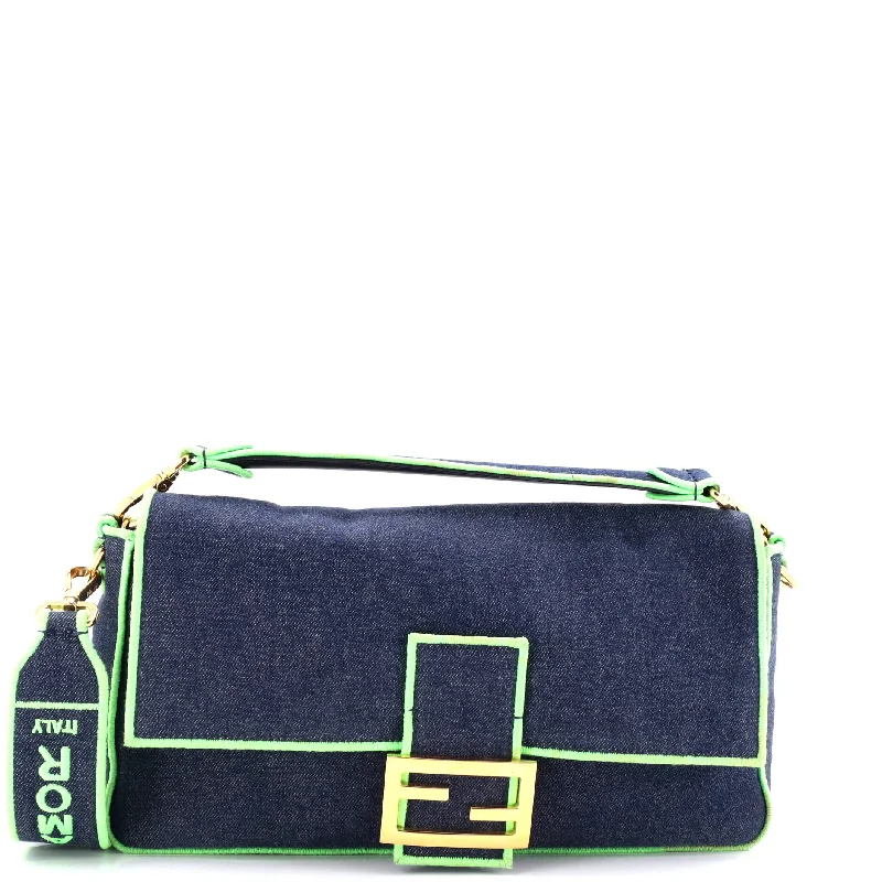 Fendi bags with a detachable camera holder for photography enthusiastsBaguette NM Bag Denim Large