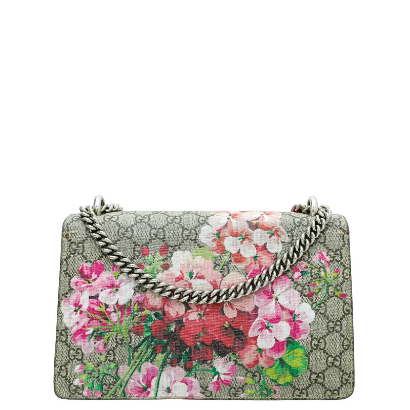 Women Gucci bags with a magnetic snap closure for easy accessGucci Bicolor Blooms Print Dionysus Small Bag