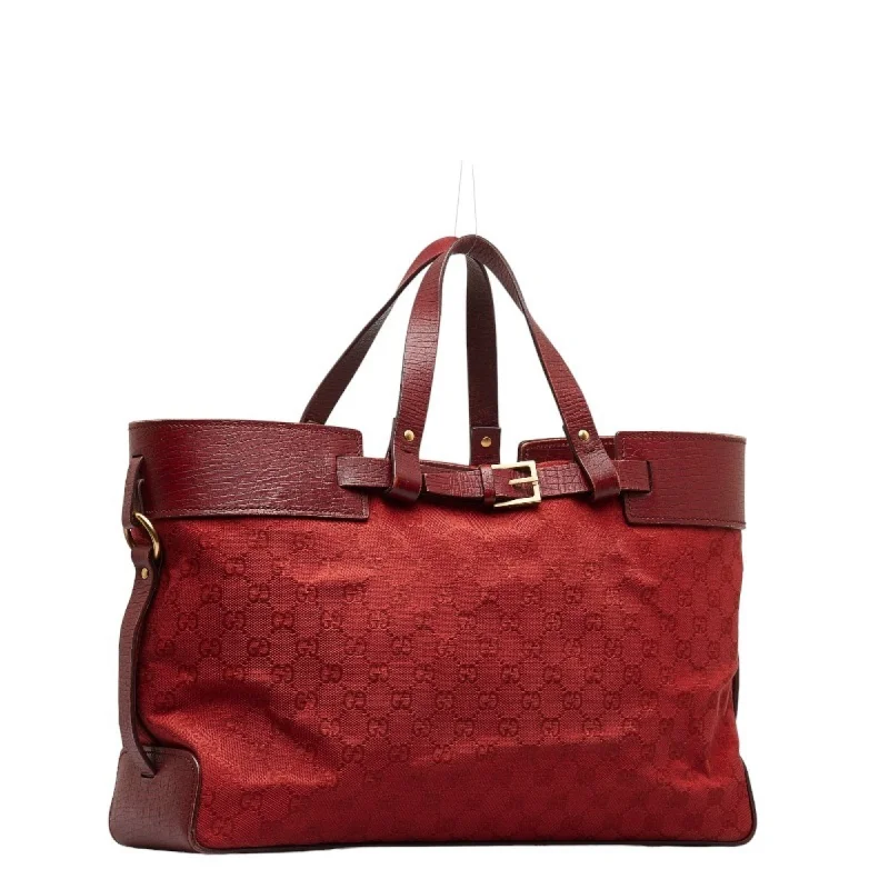 Women Gucci bags with a detachable mobile phone holderGUCCI GG canvas handbag tote bag 106251 red leather ladies