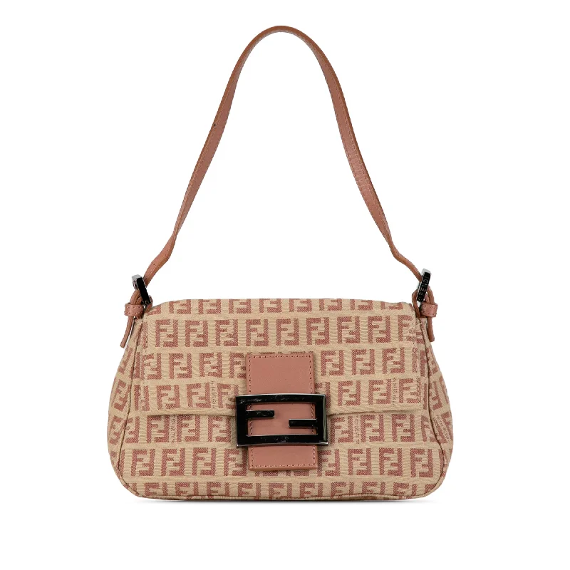 Fendi crossbody bags with a detachable fanny pack strap for a trendy and practical optionBrown Fendi Mini Zucchino Canvas Mamma Forever Shoulder Bag