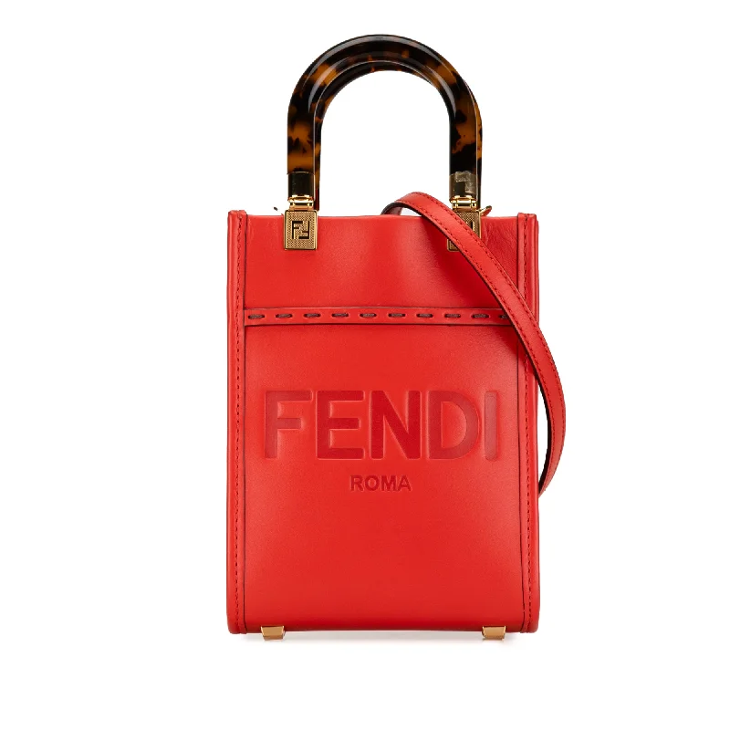 Fendi backpacks with a sleek, modern design and a matte finishRed Fendi Mini Sunshine Shopper Tote Satchel