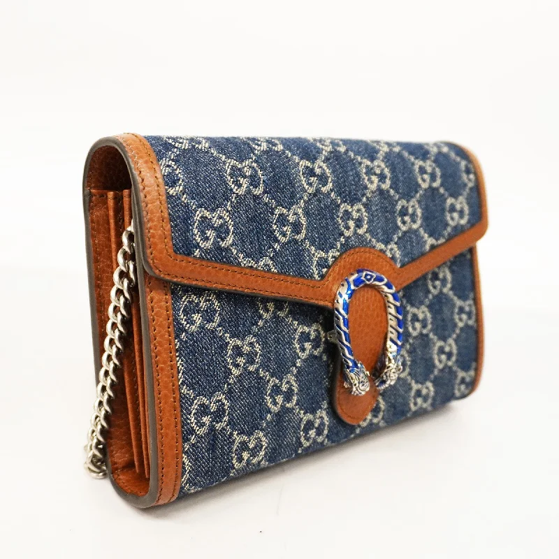 Ladies Gucci Dionysus bags with a star - shaped charmGUCCIAuth  Chain Wallet Dionysus GG Denim 401231 Blue,Brown