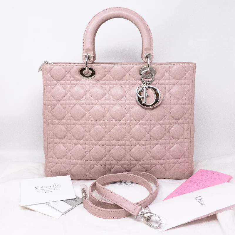 Christian Dior Saddle bags with a distressed leather finishLady Dior Large Light Pink Leather