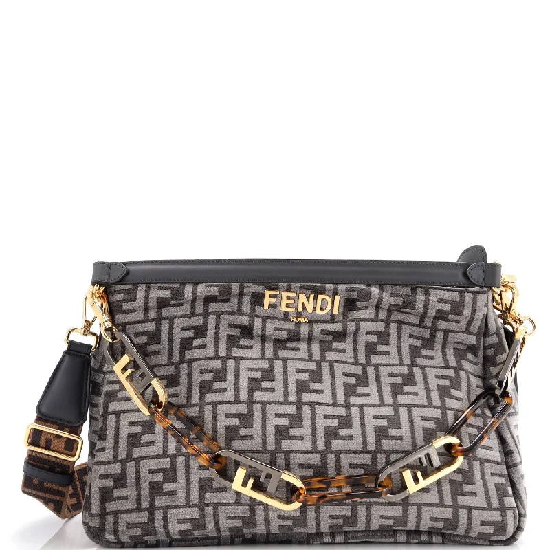 Fendi handbags with a holographic FF logo for a futuristic and trendy lookO'Lock Zip Shoulder Bag Zucca Chenille