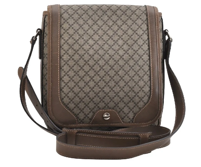 Gucci handbags for women with a back - zip pocketAuthentic GUCCI Diamante Shoulder Cross Body Bag PVC Leather 295679 Brown 8769J