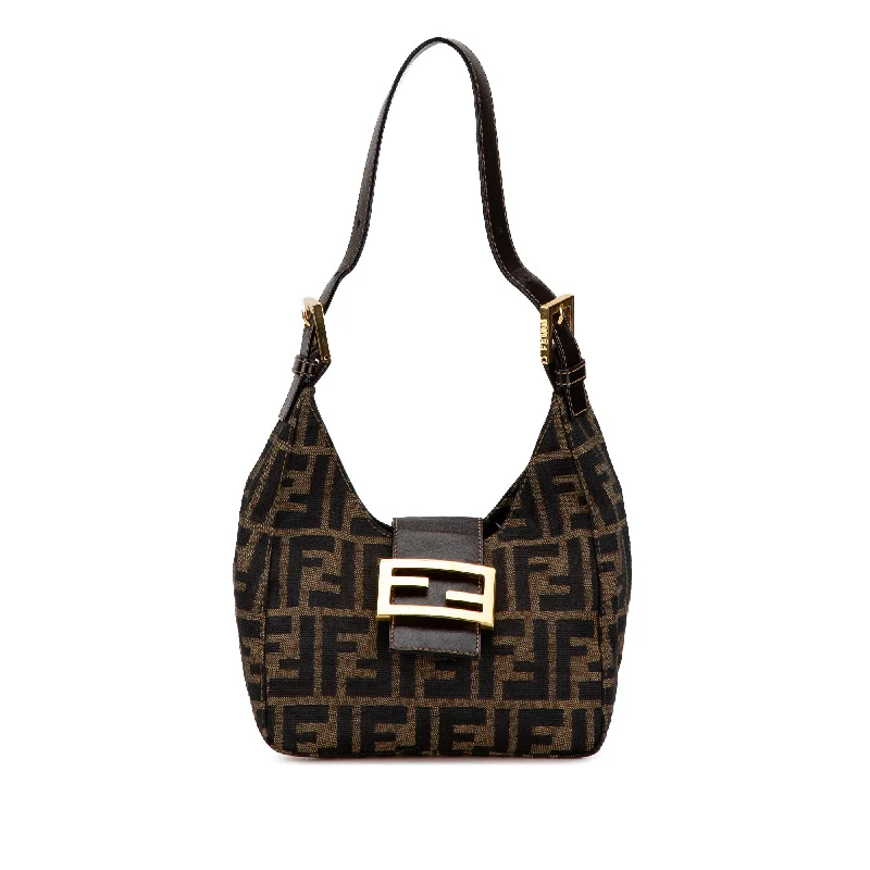 Medium - sized Fendi shoulder bags in rich, deep colors like burgundy for a sophisticated appearanceBrown Fendi Zucca Canvas Shoulder Bag