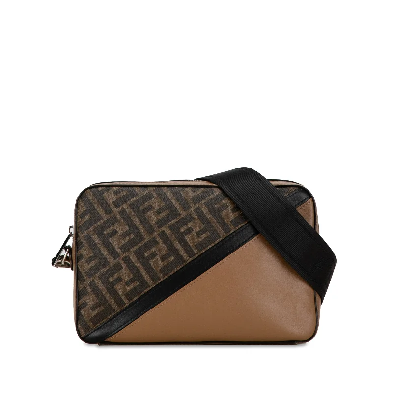 Fendi By The Way bags with a laser - cut leather detail for a modern and intricate lookBrown Fendi Zucca Diagonal Crossbody Bag