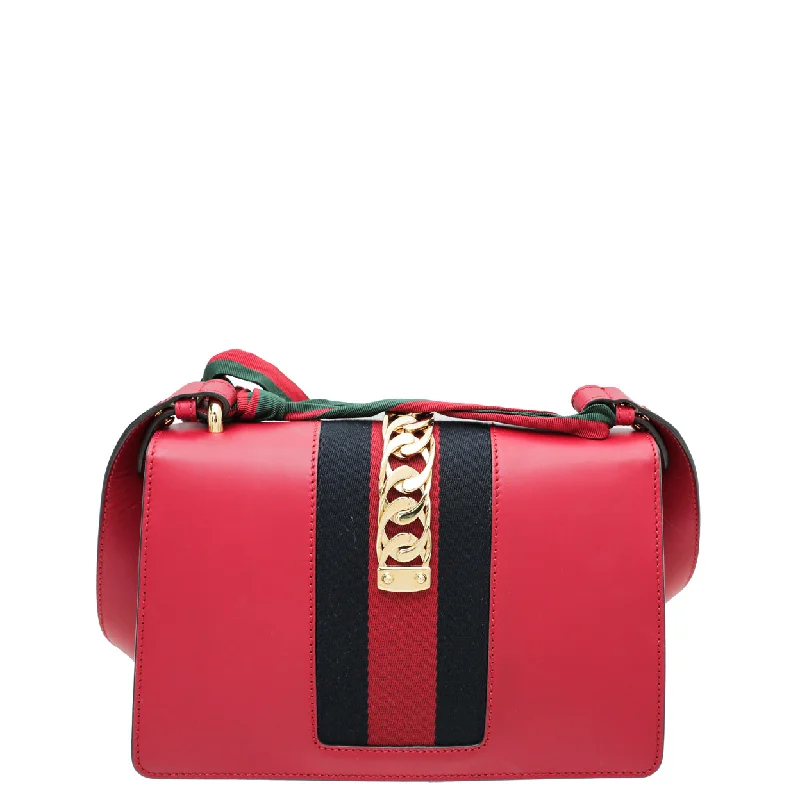 Gucci crossbody bags for women with adjustable leather strapsGucci Red Sylvie Small Bag