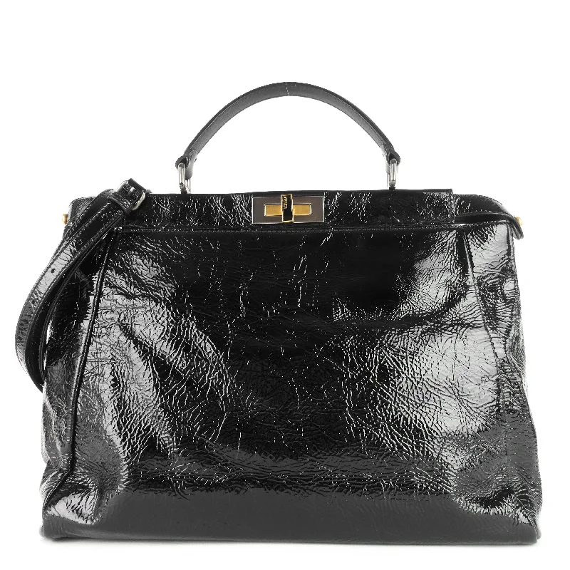 Fendi backpacks with a built - in lock for added securityPeekaboo Large Crinkled Patent Leather Bag