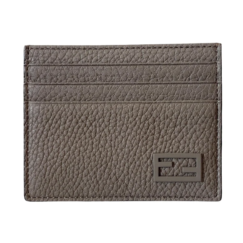 Fendi By The Way bags with a crystal - embellished FF logo for added luxury and glamourFendi Baguette Grey and Yellow Grained Leather Card Case Wallet