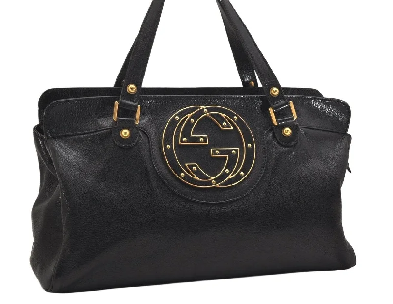 Gucci Marmont bags for women with quilted leather exteriorsAuthentic GUCCI Interlocking G Vintage Hand Tote Bag Leather 121551 Black 8794J