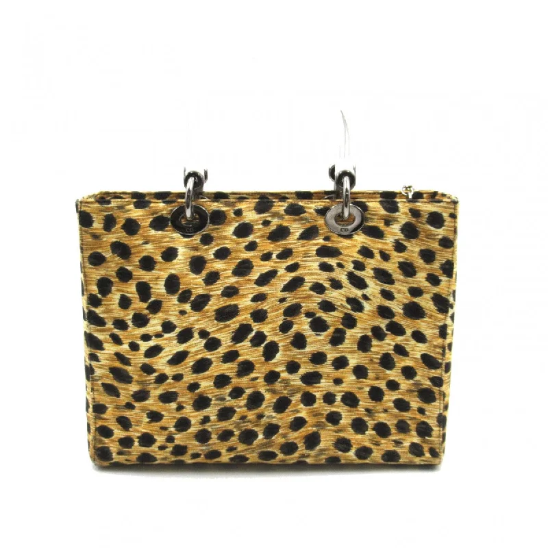 Christian Dior Saddle bags with a studded trim for a bold lookLarge Leopard Print Canvas Lady Dior