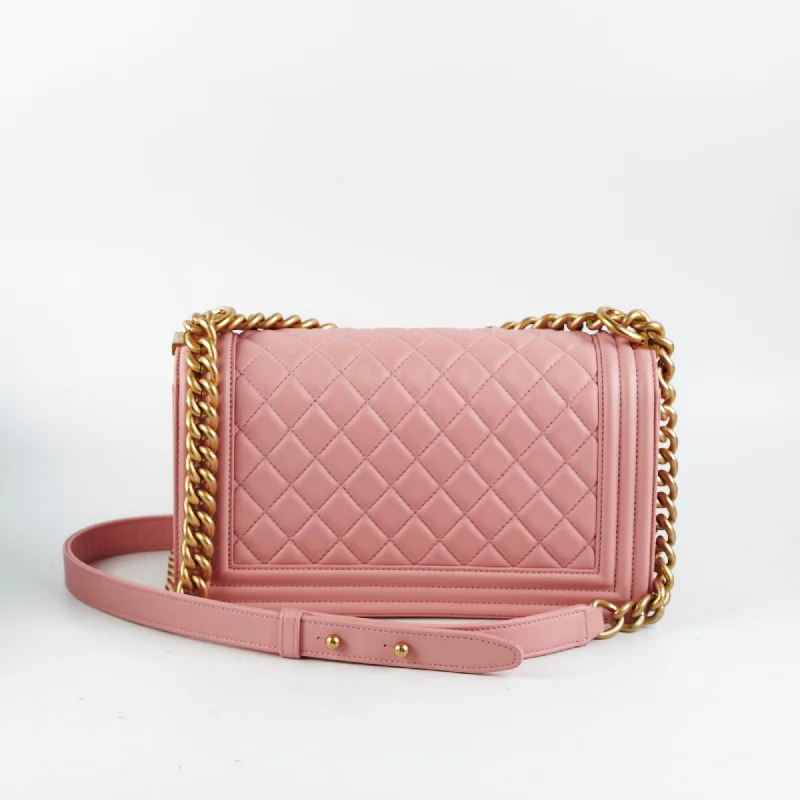 Chanel Lightweight Handbag for Daily ErrandsChanel Old Medium Boy Pink Lambskin