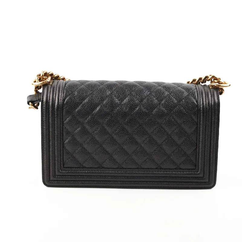 Chanel leather bags for everydChanel Old Medium Caviar Boy Black 20 Series