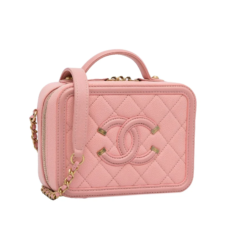 Chanel bags with iconic stitching detailsChanel Small Caviar CC Filigree Vanity Bag