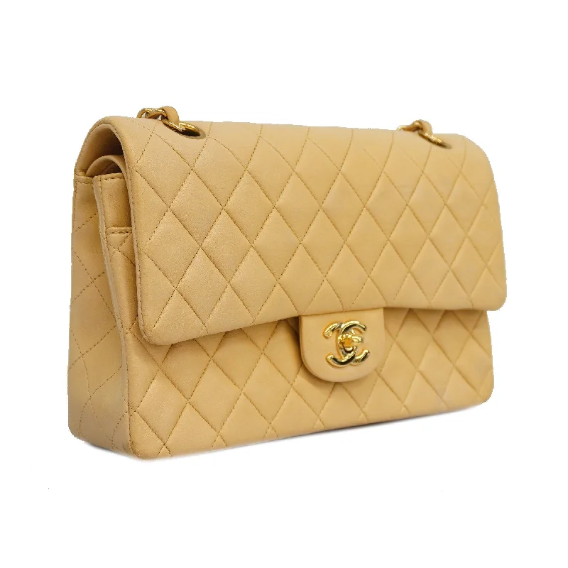 Chanel bags that pair perfectly with any outfitCHANELAuth  Matelasse W Flap W Chain Lambskin Women's Leather Shoulder Bag Beige